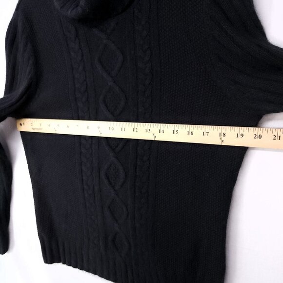 Hillard & Hanson Cable Knit Angora Wool Sweater Womens Large Black Turtleneck - Picture 8 of 11